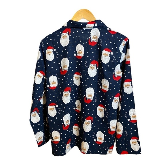 NWT Old Navy Brown Face Santa Claus Christmas Unisex Button Pajamas Shirt  XXL - Picture 4 of 16
